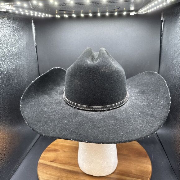 Justin Cowboy Hat XX 100% Wool Black Western Style Size 7 (56) - Picture 3 of 8